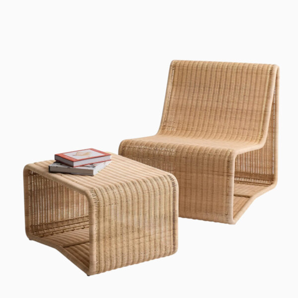 Heirloom Wicker Lounge Chair (2) Heirloom Wicker Lounge Chair & Ottoman